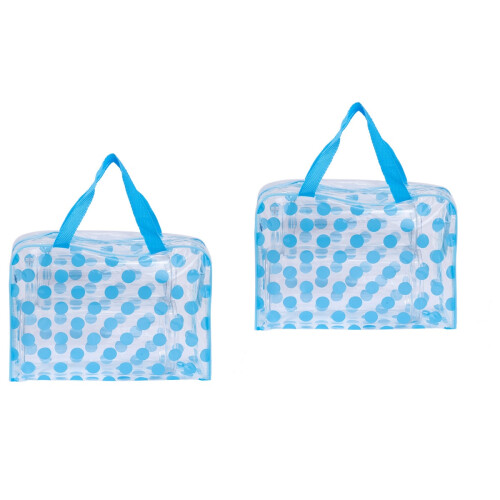 2Stk Make-Up Beutel PVC Transparent Wasserdicht Sky Blue 2