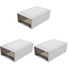 3Pcs Plastic Storage Drawers for Clothes White Stackable Bins