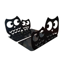 1Pair Black Iron Owl Bookends Stationery Creative Metal Book Organiser