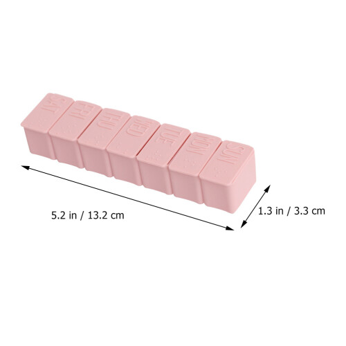 6Stk Kompakte Medikamentendosen Pink Mit 7 Fächern Und Braille 1
