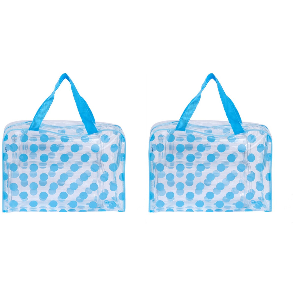 Villcase Sky Blue 2Pcs Travel Toiletry Bag Waterproof Transparent Makeup Pouch