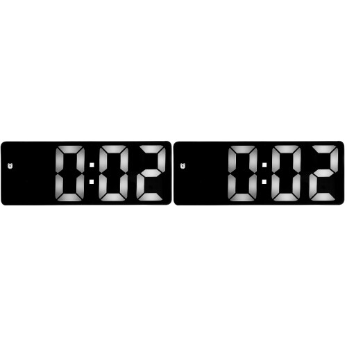 2Pcs Black LED Digital Alarm Clock Large Display Beside Sleeping Clock 1