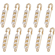 10Pcs Golden Alloy Fashion Brooches Delicate Clothing Jewelry Pins