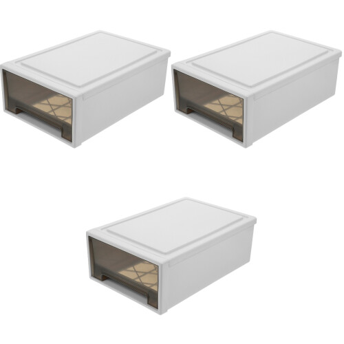 3Pcs Plastic Storage Drawers for Clothes White Stackable Bins 1