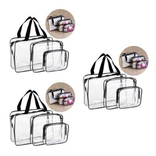 3pcs Transparent Waterproof Multifunctional Wash Bag ( Black )