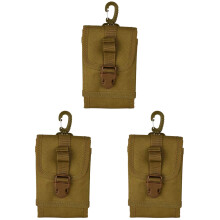 3Pcs Durable Khaki Phone Pouch Bag Small Waist Belt for Outdoor Use