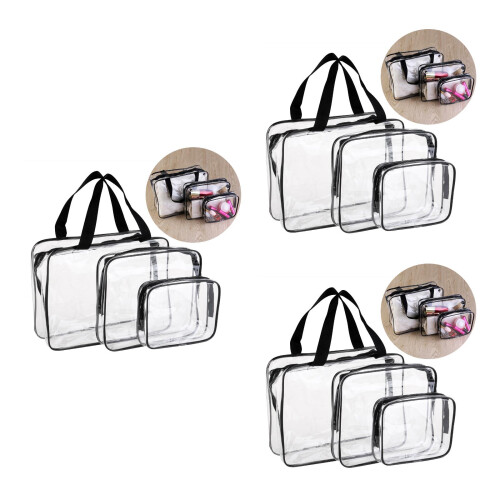 3pcs Transparent Waterproof Multifunctional Wash Bag ( Black ) 1
