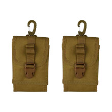 2Pcs Khaki Waterproof Small Phone Bag Pouch for Waist Belt Outdoor Use