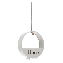 1Pc White Iron Hanging Flowerpot Rounded Wall Mount Decorative Pot
