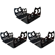 3Pairs Anti-Rust Black Metal Owl Bookends for Home Study Organization