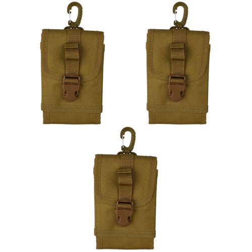 3Pcs Waterproof Khaki Phone Bag Small Pouch with Quick Release Buckle 1