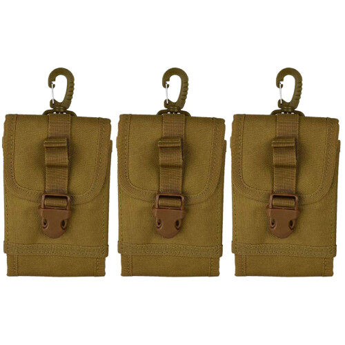 3Pcs Waterproof Khaki Phone Bag Small Pouch with Quick Release Buckle 2