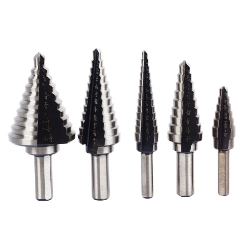 5Pcs Step Drill Bit Set Alloy Steel 1-6mm Silver 1