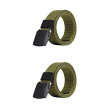 2Pcs Green Outdoor Belt for Men with Quick-Release Plastic Buckle