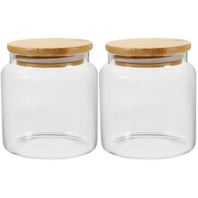 2Pcs Glass Cereal Containers with Bamboo Lids Kitchen Storage