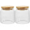 2Pcs Glass Cereal Containers with Bamboo Lids Kitchen Storage 1