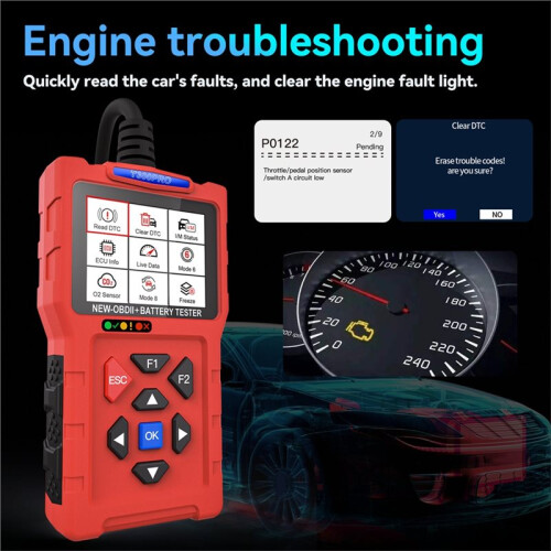 Car Scanner and Battery Tester 12v 24v Automotive Car Battery Tester and Check OBD2 Engine Code Reader 2