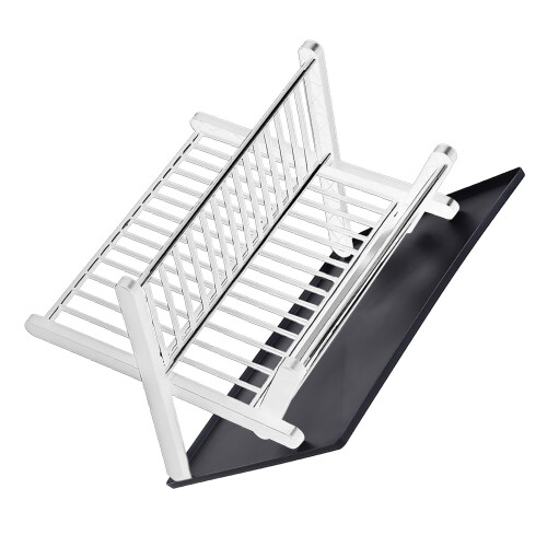 2-Tier Dish Rack Large Capacity White Foldable