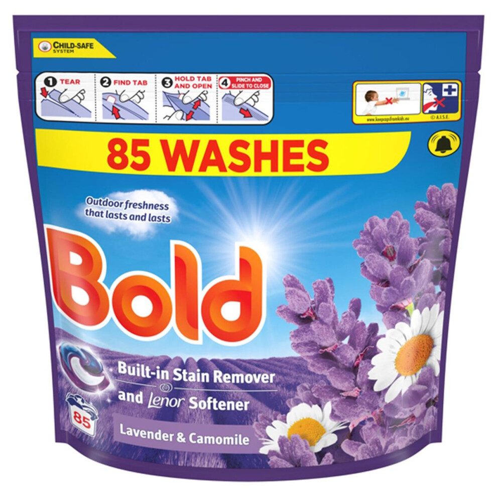 Bold Built-In Stain Removal Laundry Pods & Lenor Softener- And Camomile - 85 Washes Lavender