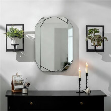 2 Applique da Parete Nere con Candela, Struttura In Metallo In Stile Moderno e Copertura In Acrilico A Forma di Uragano