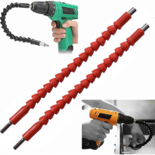 (2pcs red) Flexible Drill Bit Extension, 29.5cm Bendable Drill Bit Extension Hex Soft Shaft Flexible Shaft Extension Bits for Any Angle -2/3pcs
