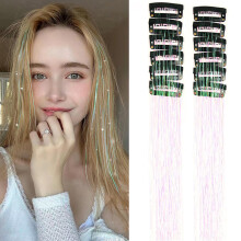 1 Set Synthetic Hair Tinsel Clip 20Inch Easy Installation-2