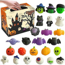 (W) 2025 24 Pcs Halloween Stress Relief Toys Cute Pumpkin Ghost Spider Press Toys Kids Halloween Party Gift Bag Filler Gifts Halloween Decorations