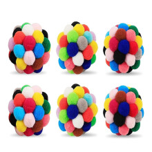 (4.5cm) 6Pcs Colorful Cats Chewing Toy Ball Shape Safe Improve Mood Toy with Sound Improve Mood Gift for Kitten 4.5cm
