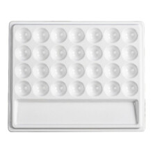 28Wells Watercolor Paint Palette White Imitation Ceramic Rectangle Color Mixing Tray for Oil Painting Professionals