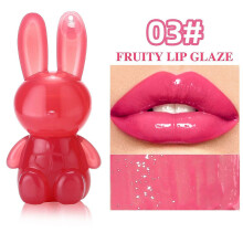 (C) Bunny Lip GlossRabbit Jelly Liquid Lipstick Moisture Plumping Lips Dyeing DurableGlass Finish Lips Tint for Women and Girls