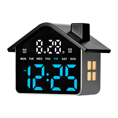 Led Digital Alarm Clock for Bedroom Desk Clock-Black blue light