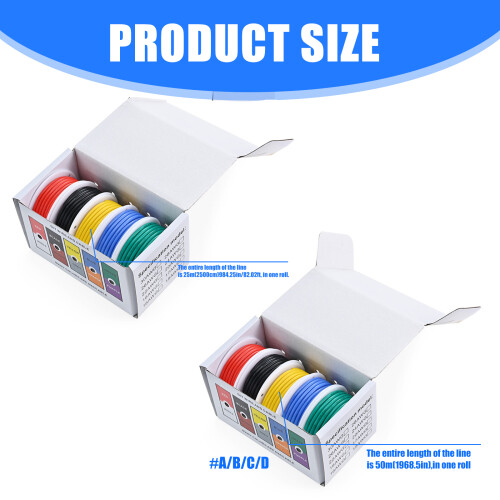 Tinned Copper Cable Silicone Wire 5 Colors Stranded-  A 1