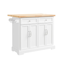 SoBuy Bílý kuchyňský vozík se 2 zásuvkami, skládací, MDF, 1157192 cm