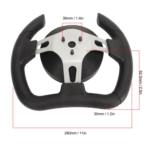 280mm Black D-Shaped Steering Wheel for Go Karts 1