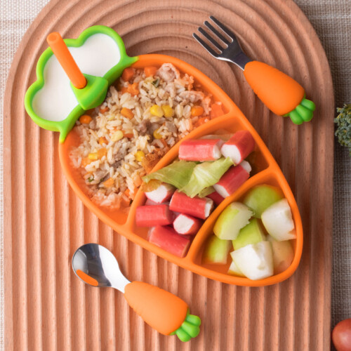 Baby Silicone Carrot Weaning Set with Utensils 1