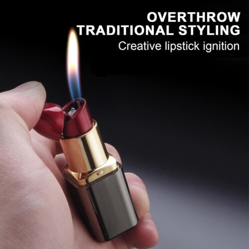 Lipstick Style Windproof Torch Lighter, Refillable Butane with Adjustable Flame Control, Black 1