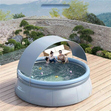 Large Inflatable Swimming Pool with Sunshade Canopy, Family Above Ground Pool for Backyard, 9.8ft x 26inch