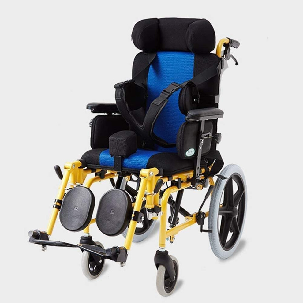 Lightweight Folding Wheelchair for Adults and Children with Shock Absorber and Rear SelfBraking Safety