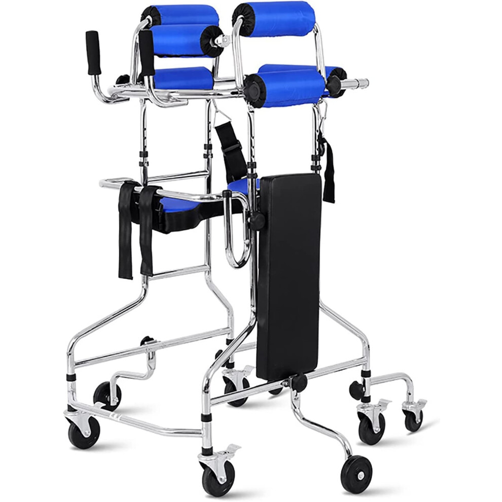 8 Wheel Walker for Seniors with Adjustable Height, Foldable Standing Walking Aid for Elderly Rehabilitation