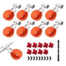 9 Pack Automatic Chicken Waterer Cups with 1/2' PVC Tee Fittings, Poultry Waterer Kit for Hens, Ducks, and Turkeys