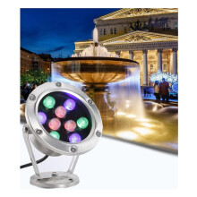 Underwater LED Pool Light RGB Color Control 12W AC24V IP68 Waterproof Rotatable Fountain Spotlight