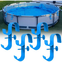 Pool Pole Hanger 4PCS Adjustable Skimmer Net Holder Set for Above Ground Pools, Rust‑Resistant Clips