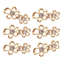 Rhinestones Flower Waist Tightener Button For Pants Quick-gold