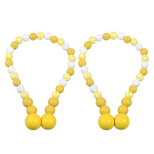 Wooden Beaded Magnetic Curtain Tiebacks Drape Tie Backs-Yellow