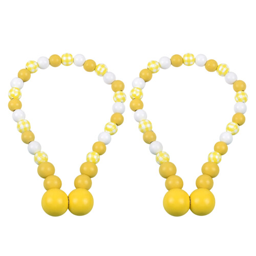 Wooden Beaded Magnetic Curtain Tiebacks Drape Tie Backs-Yellow