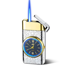 Windproof Blue Flame Torch Lighter W‑2, Refillable Butane with Visible Fuel Window and Adjustable Flame for Camping