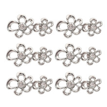 6PCS Crystal Flower Waist Tighening Buttons Waist-silver