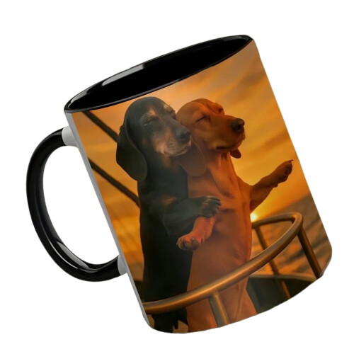 Couple Dachshund Love Ceramic Mug Romantics Pose Sausage-Type A