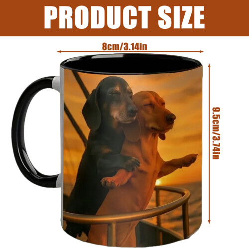 Couple Dachshund Love Ceramic Mug Romantics Pose Sausage-Type A 1