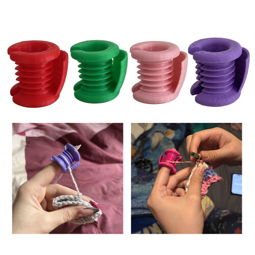Plastic Crochet Yarn Protectors Soft Elastic for Finger-Red 2